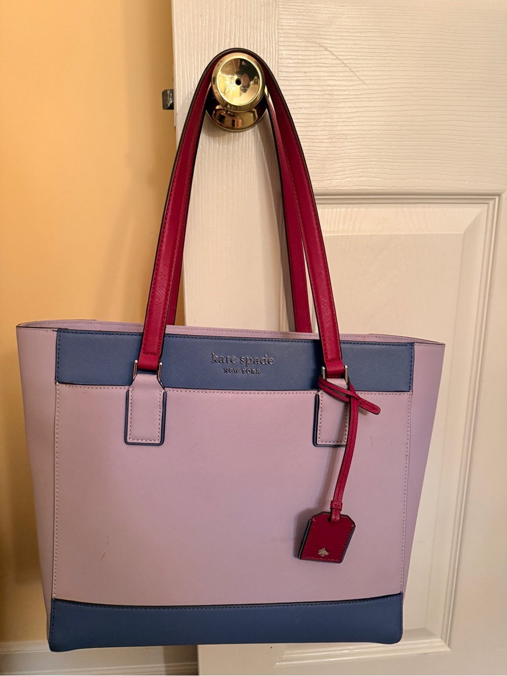 Kate Spade Pink/purple and Blue Computer Tote with Red Handles
